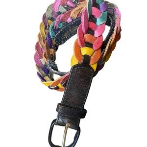 Multicolor Braided Leather belt vintage 90s S/L